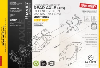 REAR AXLE ABS for Defender 110/130, late Td5 / Td4 Puma - SHORT NOSE