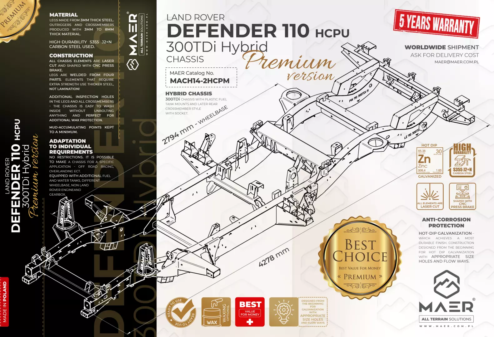 DEFENDER 110 300TDi HCPU HYBRID chassis - PREMIUM