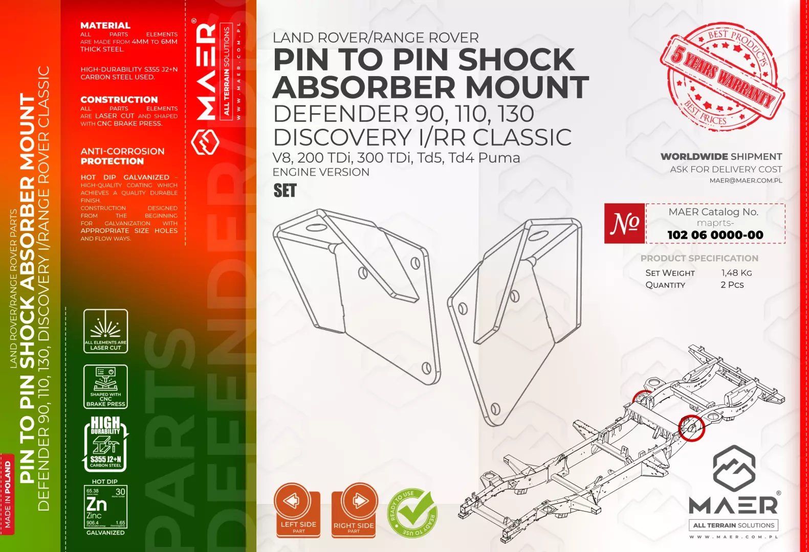Defender, Discovery I/RRC PIN TO PIN SHOCK ABSORBER MOUNT set - Image 2