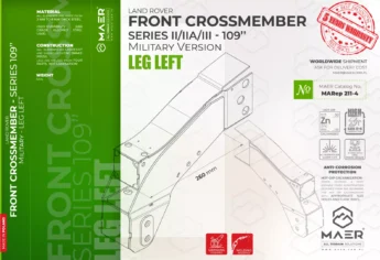 Series II/IIA/III 109" Military version FRONT crossmember - LEG LEFT
