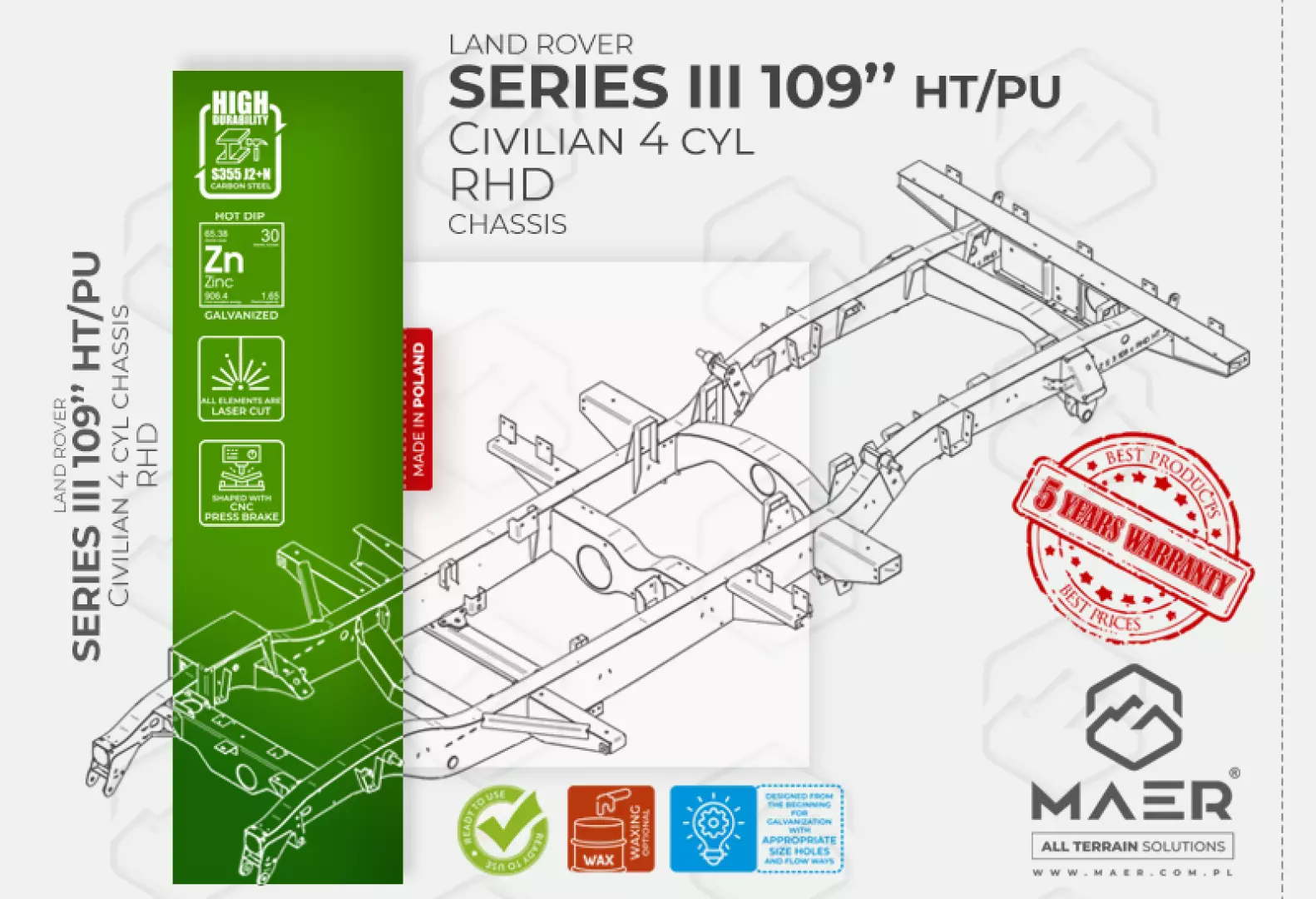 SERIES III 109" HT 4 cyl RHD civilian chassis - Image 3