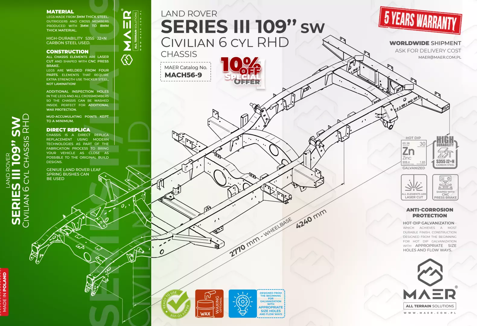 SERIES III 109" SW 6 cyl RHD civilian chassis - Image 2