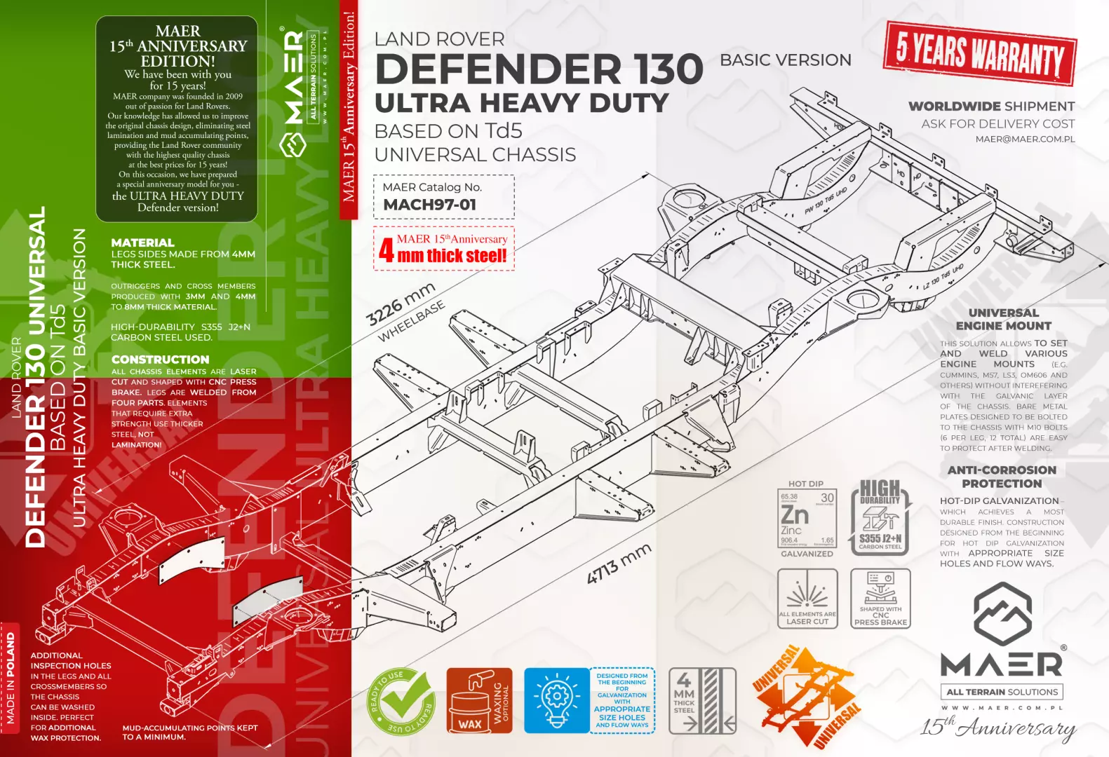 DEFENDER 130 UNIVERSAL ultra HEAVY DUTY based on Td5 chassis - BASIC