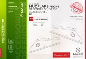 Defender 90, 110, 130 stainless steel MUDFLAPS FRONT set