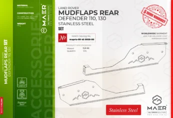 Defender 110, 130 stainless steel MUDFLAPS REAR set