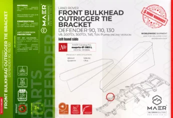 Defender FRONT BULKHEAD OUTRIGGER TIE BRACKET left