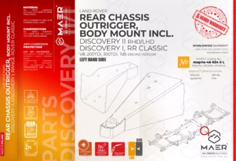 Discovery I, Range Rover Classic, Discovery II REAR CHASSIS OUTRIGGER WITH BODY MOUNT left